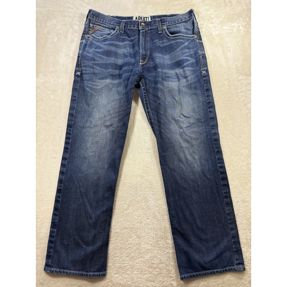 Ariat Mens M4 Boot Low Rise Stretch Blue Denim Jeans 38/34 Meas: 40x33